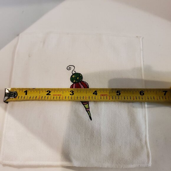 Christmas Embroidery Kitchen Square Towels White NEW - Set Of 4 - Picture 13 of 14